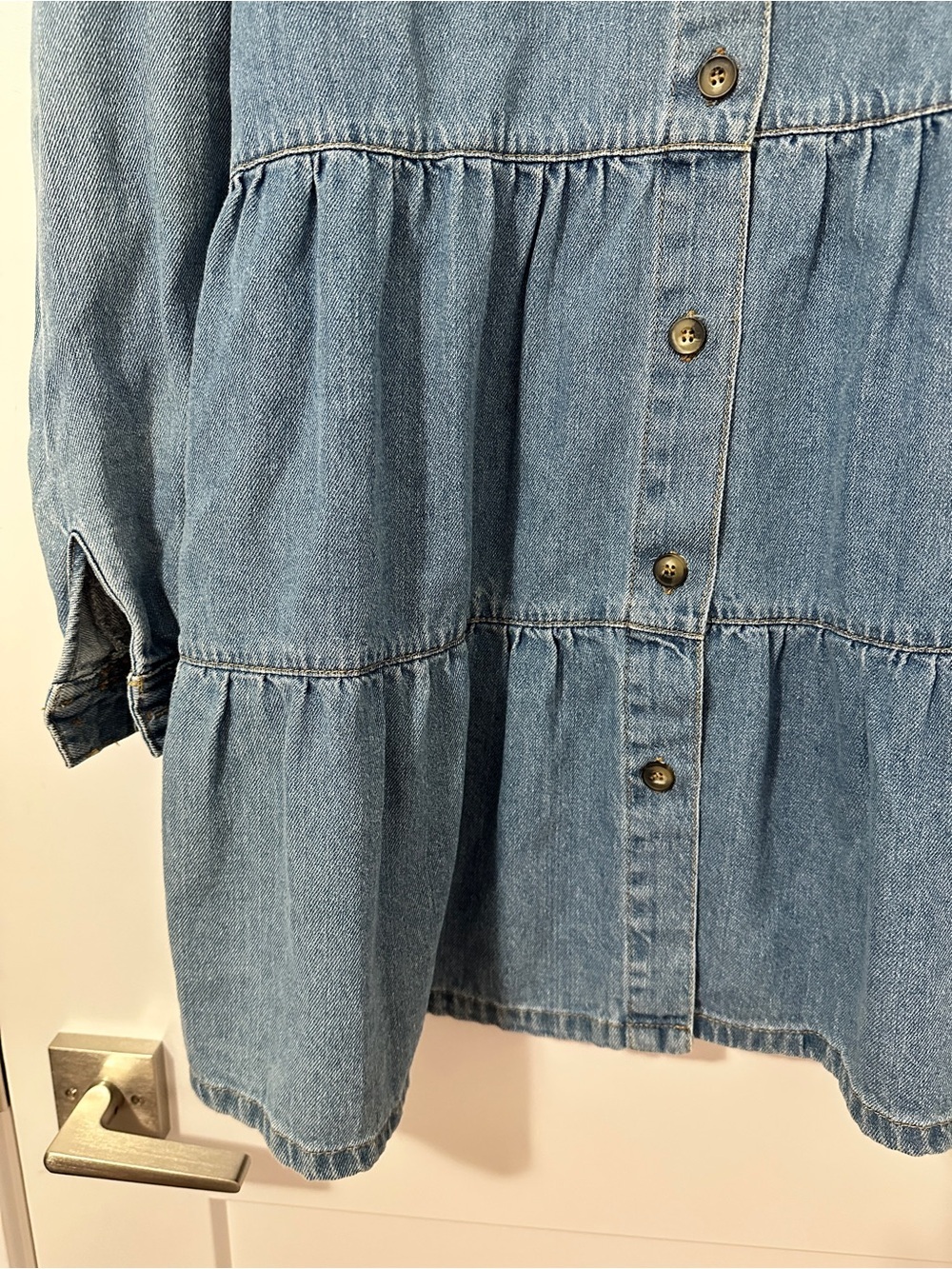 Free People Nicole Blue Denim Button Down Shirt Dress Size Medium Women’s - Picture 3 of 12